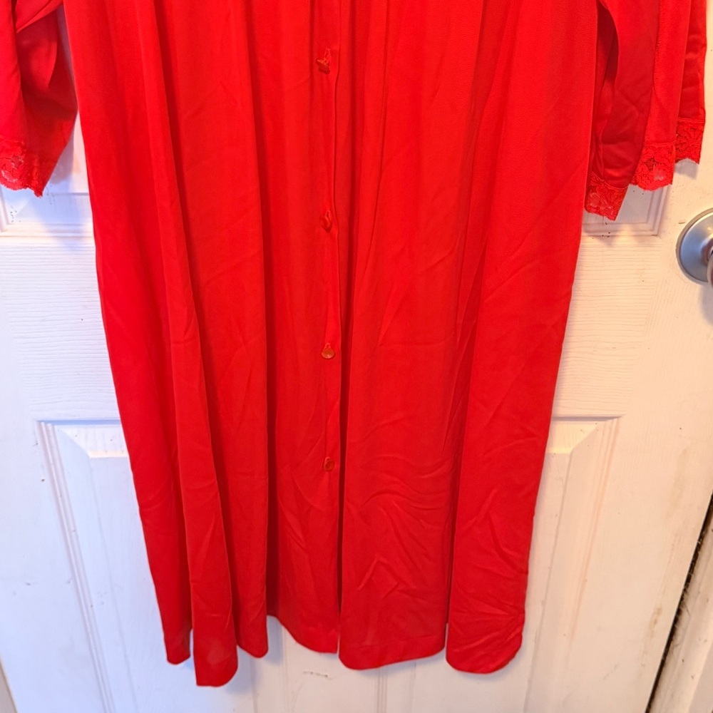 Vintage Red Nylon Robe - Picture 2 of 5